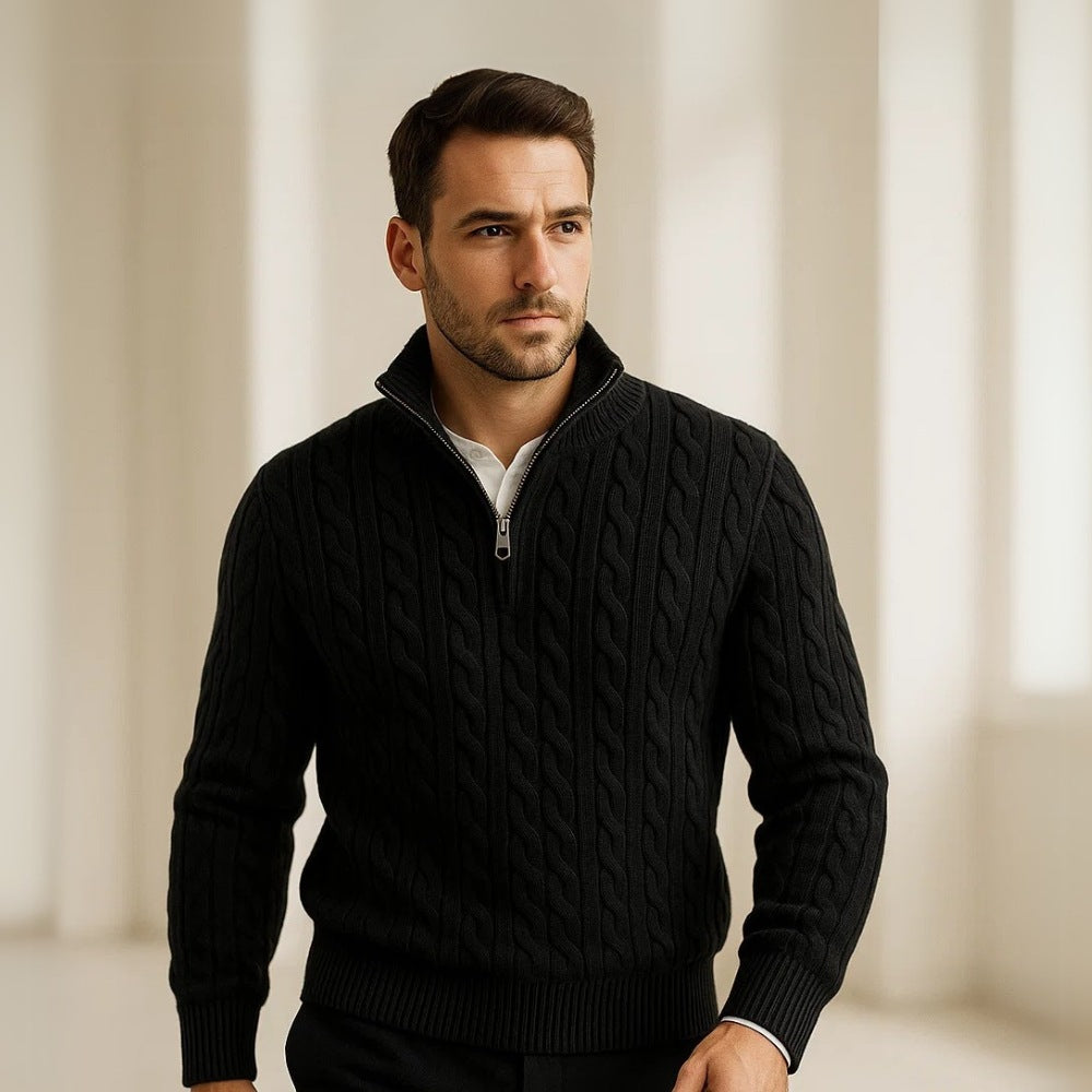 Sweater Fontaine Men’s Knit High Collar Half-Zip