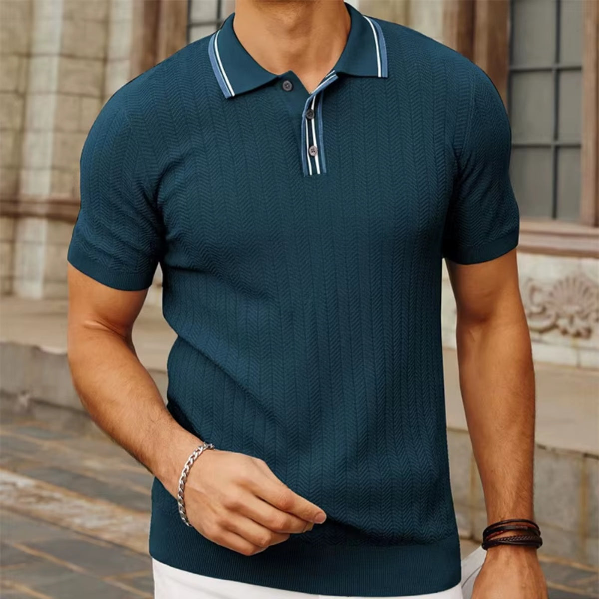 Polo Shirt Loreanni Ribbed